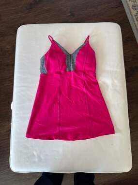 Lululemon Tadasana Pink Raspberry and Grey Strappy Tank Top